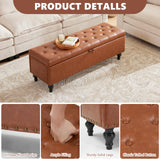 Dowiean 51.8’’ Storage Ottoman Bench, Faux Leather Ottoman with Storages, Window Benches Holds up to 330lbs, Upholstered Storage Bench for Bedroom, Living Room, Entryway and Family Room, Brown Dowiean