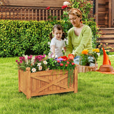 HAPPYGRILL Wooden Raised Garden Bed, Solid Wood Gardening Plant Container w/Drainage Holes for Flower Vegetable Fruit, Outdoor Elevated Planter Box for Patio Garden Yard Balcony (25”x 16”x 15”) HAPPYGRILL