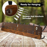 Dseap Coat Rack Wall Mounted - 10 Tri Hooks, 38-1/4" Long, Heavy Duty Wooden Wall Coat Hanger Coat Hook for Clothes Hat Jacket Clothing, Natural & Black Dseap