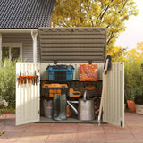 EHHLY Horizontal Resin Storage Shed, 47 Cuft Garden Tool Sheds & Outdoor Storage, Outdoor Plastic Storage Cabinet Waterproof, 4.5 x 2.8 ft Backyard Outside Lawn Mower Storage Shed, Vanilla EHHLY