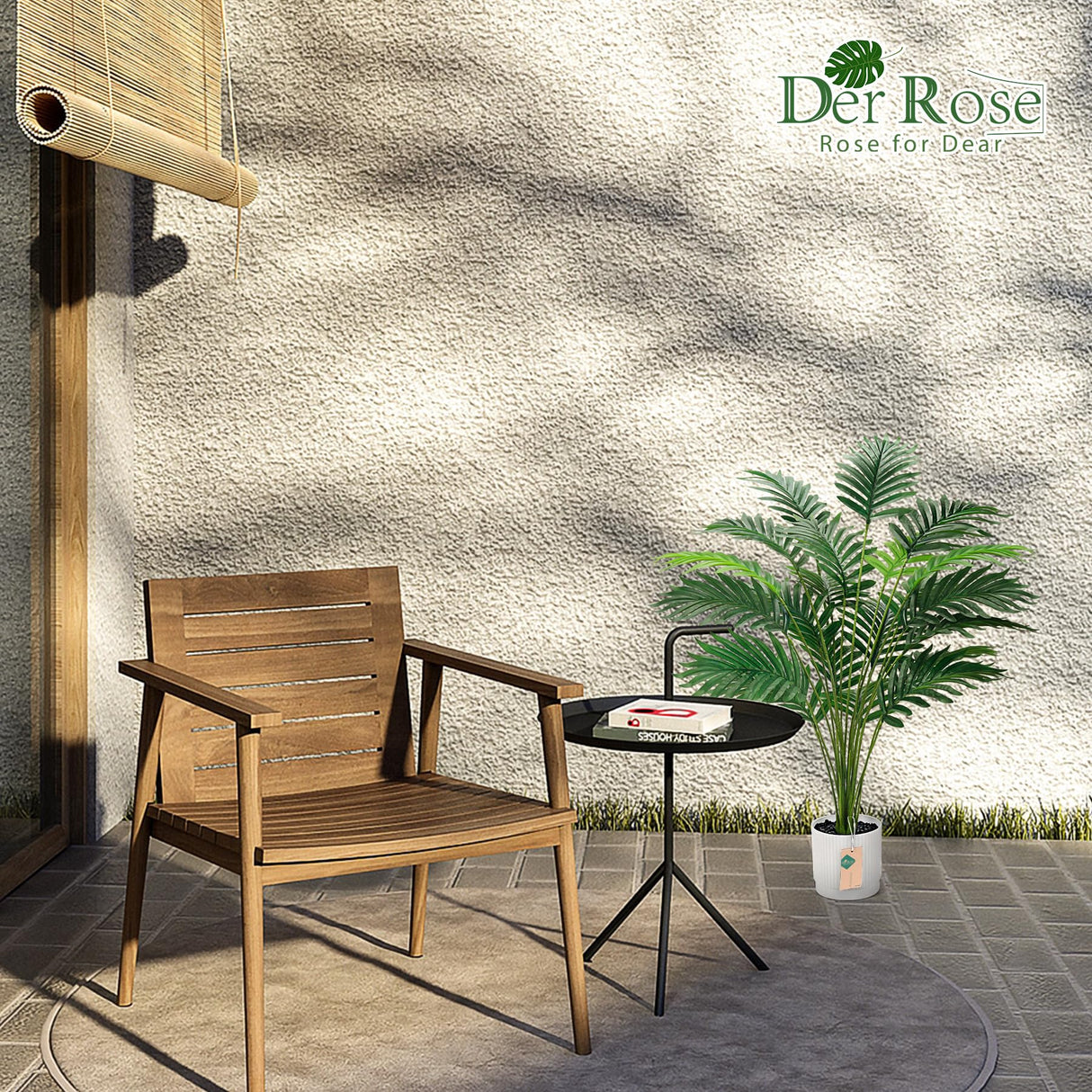 Der Rose 28'' Artificial Palm Tree Large Fake Tropical Faux Plants Indoor and Outdoor for Home Bathroom Porch Outside Patio Decor (White Pot) Der Rose