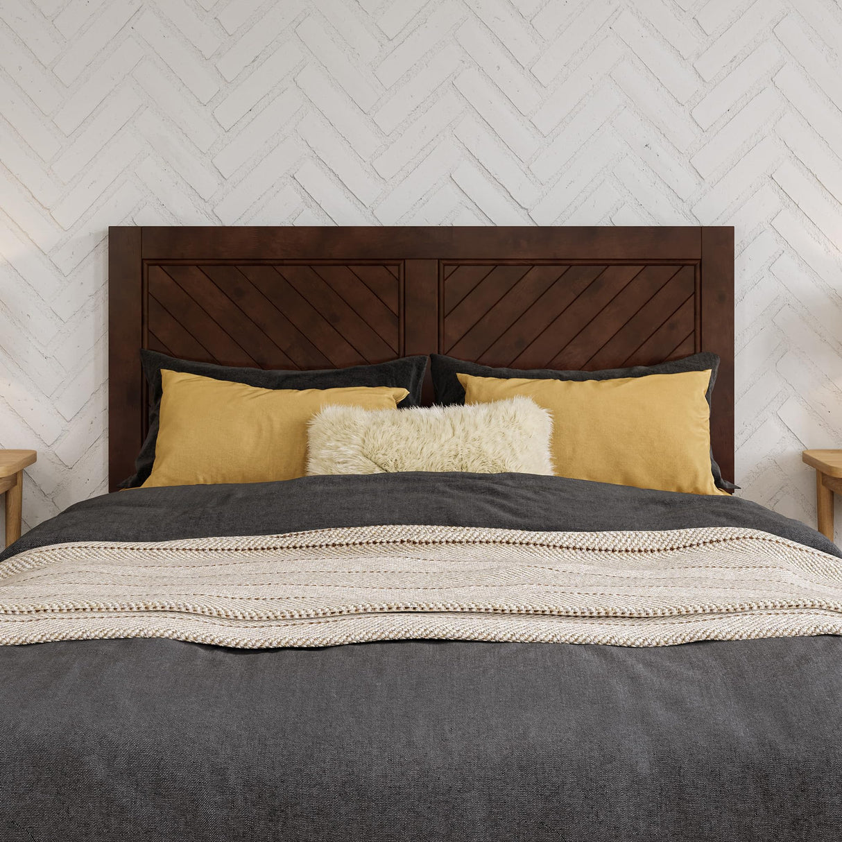 AFI, Clayton Full Platform Bed with Panel Footboard & Twin Trundle, Walnut AFI