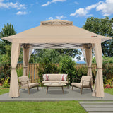 ABCCANOPY 13x13 Pop Up Gazebo, Outdoor Canopy Tent, Instant Screened Shelter with Mosquito Netting for Patio, Garden, Backyard, Party, Camping (Khaki) ABCCANOPY