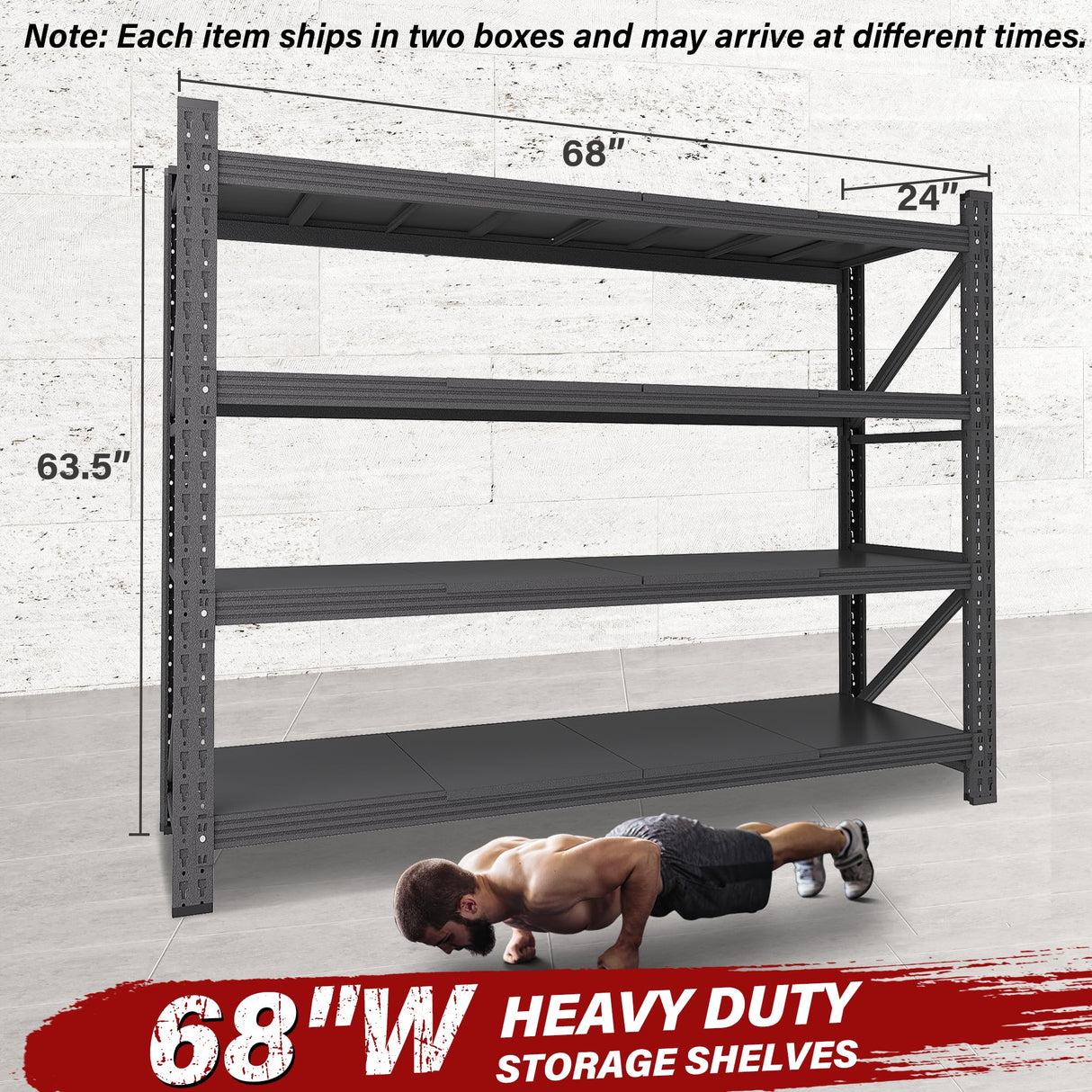 8000LBS Heavy Duty Garage Shelving Units,68" Wide & Deep Storage Shelves,Metal Garage Shelves,Large Storage Rack,Steel Shelf,Industrial Shelving for Shop,Warehouse,Basement,68" W x 24" D x 63.5" H SISESOL