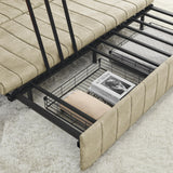 KIVENJAJA 82.3” Sleeper Sofa Bed Couch, Convertible 3-Seater Sofas with King Size Pull Out Sofabed, 3 in 1 Pullout Couches w/ 2 Drawers & Pillows for Living Room, Velvet, Beige KIVENJAJA