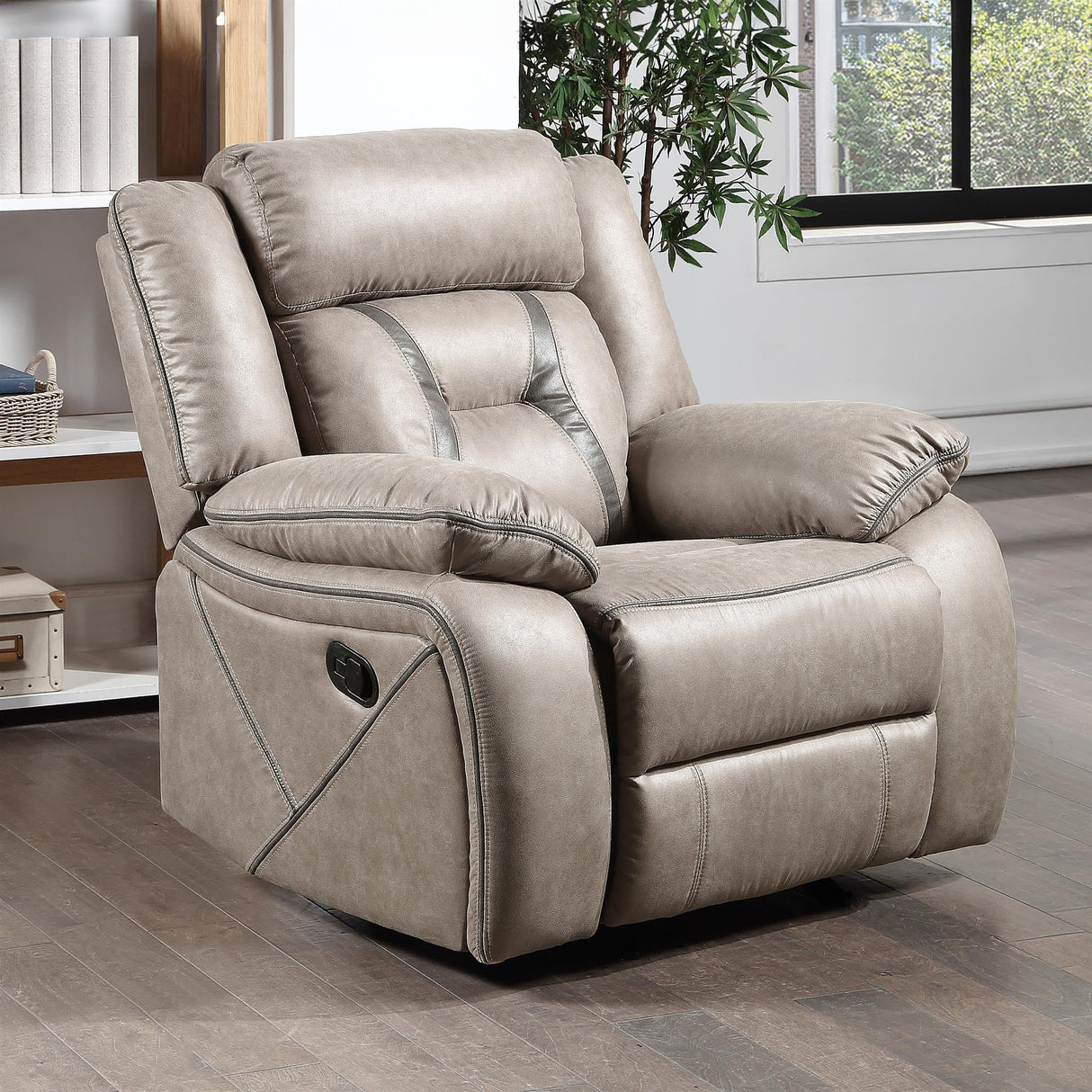 Steve Silver Co Tyson Manual Recliner, Transitiona,l Contemporary, Traditional, Grey Leatherette, Living Room, Home Theater Seating, Single Sofa, 39.4" D x 41" W x 41" H, Grey Steve Silver