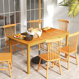 Outsunny Rectangle Patio Table for 6, Outdoor Dining Table with Umbrella Hole, Acacia Wood Table for Garden, Backyard, Deck, Natural Wood Outsunny