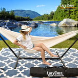 Lazy Daze Hammocks Double Hammock with 9ft Space-Saving Steel Stand Includes Portable Carrying Case, 450 Pounds Capacity (Natural) Lazy Daze Hammocks