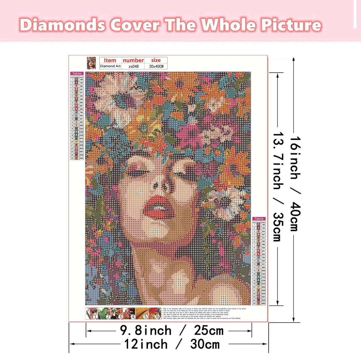 Ohhvvow Diamond Art Painting Kits for Adults, Abstract Oil Painting Girl with Flower Hair Full Drill Diamond Dots Paintings for Beginners, Round 5D Paint Gem Art Painting Kits12x16 Inch Ohhvvow