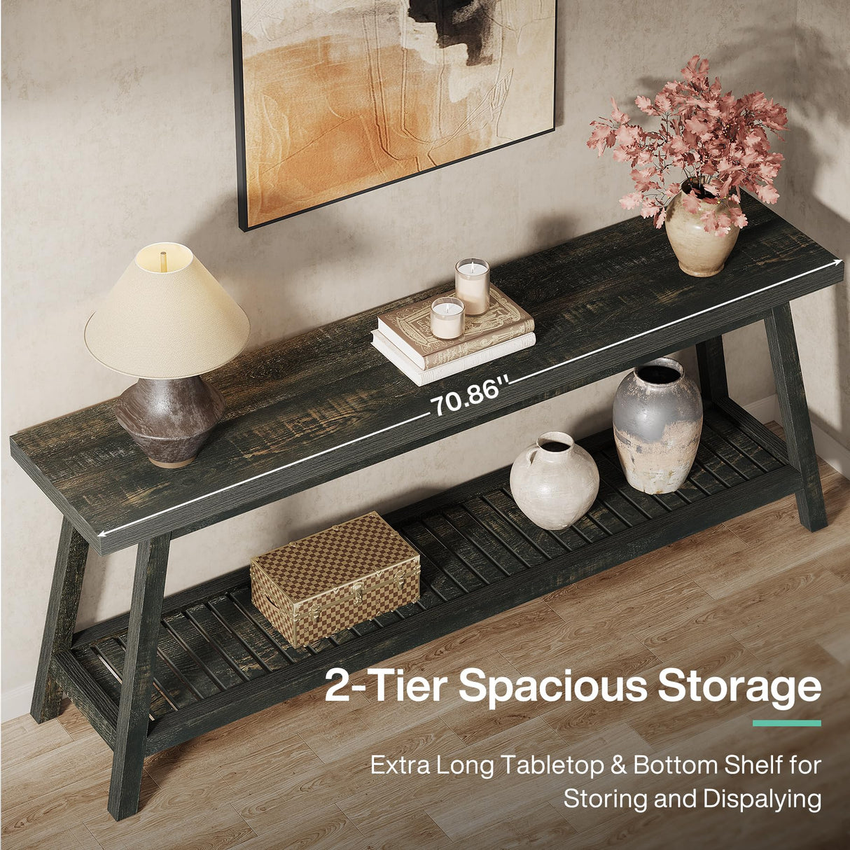 Tribesigns 70.86-Inch Console Table for Entyrway, Farmhouse 2-Tier Entry Entrance Table, Narrow Long Sofa Table Behind Couch, Dark Brown Tribesigns