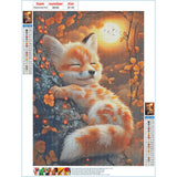 GDYEEH DIY 5D Cute Fox Diamond Art Kits, Round Full Drill Sparkling Fantasy Fox Diamond Painting Picture, Moonnight Painting by Numbers Art Kits for Adults Beginners Home Wall Decor 12x16 inch GDYEEH