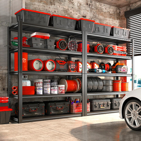 REIBII 48" W Garage Shelving 2500LBS Storage Shelves Adjustable Metal Shelving Heavy Duty Garage Shelves for Warehouse Pantry Basement 48" W x 72" H x 18" D, 2 Pack REIBII