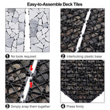 PURE ERA Natural Real Stone Interlocking Floor Deck Tiles Indoor Outdoor Use 12"x12" (4Pcs, 4 sq. Ft, Sliced Grey and White)- Great Upgrade to Patio Backyard Pathway PURE ERA