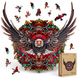 ESTROSO Wooden Puzzles for Adults - Bald Eagle Mandala 500 Piece Wooden Jigsaw Puzzle - 20.9x16.4 Inches - Giftable Wooden Box and Carrying Bag - Challenging Wooden Jigsaw Puzzles ESTROSO