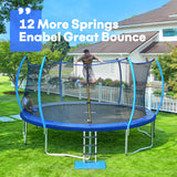 Zupapa 1500LBS Weight Capacity No-Gap Design 16 15 14 12 10FT Trampoline for Kids with Safety Enclosure Net Outdoor Backyards Trampolines with Non-Slip Ladder for Children Adults Family Zupapa