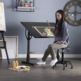 Studio Designs Vintage Drawing/Drafting Table with Pencil Ledge - 42" W x 30" D - Distressed Black - Adjustable Tilting Top SD STUDIO DESIGNS