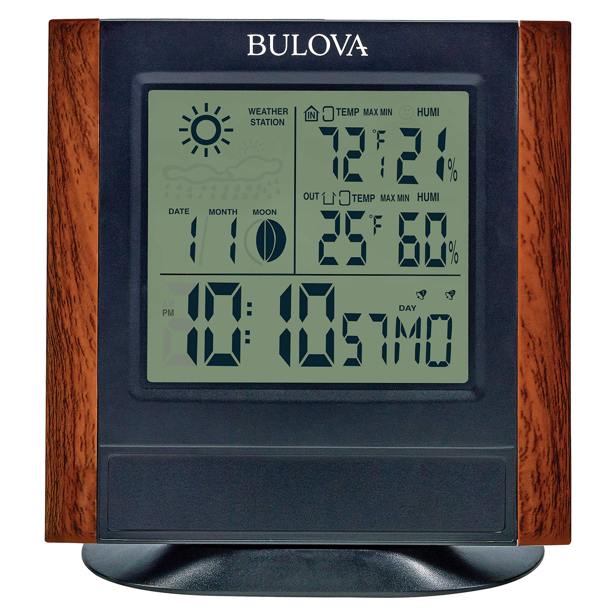 Bulova Forecaster Versatile Tabletop Clock, Brown & Black Bulova