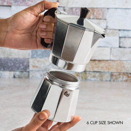 Primula Classic Stovetop Espresso and Coffee Maker, Moka Pot for Italian and Cuban Café Brewing, Greca Coffee Maker, Cafeteras, 12 Espresso Cups, Silver Primula