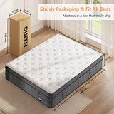 Queen Mattress 14 inch, Medium Firm Hybrid Mattresses with Cooling Gel Memory Foam, Queen Mattress in a Box, Independent Spring for Motion Isolation, Pressure Relief & Upgraded Support, CertiPUR-US Pamag pieeoo