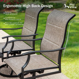 PHI VILLA 9 Pcs Patio Dining Set with Large Square Metal Dining Table & 8 High Back Padded Outdoor Swivel Dining Chairs, Outside Table Chair Furniture Dining Set for 8 Person PHI VILLA