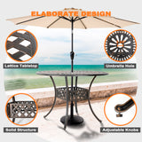 NUU GARDEN 5 Piece Outdoor Patio Dining Set with Beige Cushions, Cast Aluminum Round Dining Table with Umbrella Hole and Patio Dining Chairs for Garden, Balcony, Black with Bronze Edge NUU GARDEN