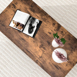 VERFARM Industrial Coffee Table with Rectangle Wood and Stable Metal Frames, Rustic Vintage Living Room Table for Living Room, Office, Brown/Black, Easy Assembly VERFARM