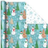 Hallmark Reversible Christmas Wrapping Paper (3 Rolls: 120 sq. ft. ttl) Rustic Santa, Papercraft Snowmen, Candy Canes, Stripes, Snowflakes, "Merry Christmas to You" Hallmark