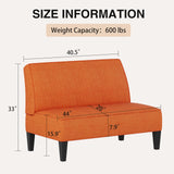 Changjie Furniture Small Loveseat Sofa Upholstered Mini Couch for Small Spaces 2-Seater Sofa Couch with Wooden Legs for Bedroom Living Room (Orange) Changjie Furniture