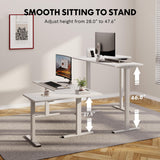 SANODESK L Shaped Standing Desk, Electric Standing Gaming Desk Adjustable Height, Corner Stand up Desk with Splice Board, White SANODESK