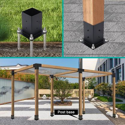 Pergola Brackets Kit 4''x4'' 4 Way Patio Bracket and Pergola Post Base Brackets for Patio Canopies Garden Gazebos Bracket(4Pcs) - WoodArtSupply