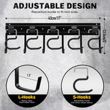 ELEAD 68'' All Metal Adjustable Garden Tool Organizer: Garage Tool Organizer Wall Mount with Black Garage Hooks, Garage Organizers and Storage, Tool Organizer for Broom Rake Holder Shovel ELEAD