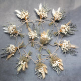 Mini Dried Flower Bouquet Set of 12, Small Bouquets, Bohemian Wedding Table Centerpieces Arrangements, Bridesmaid Flower Girl Proposal Gift Box, Groomsmen Boutonnieres.(primary colour) xin's convey