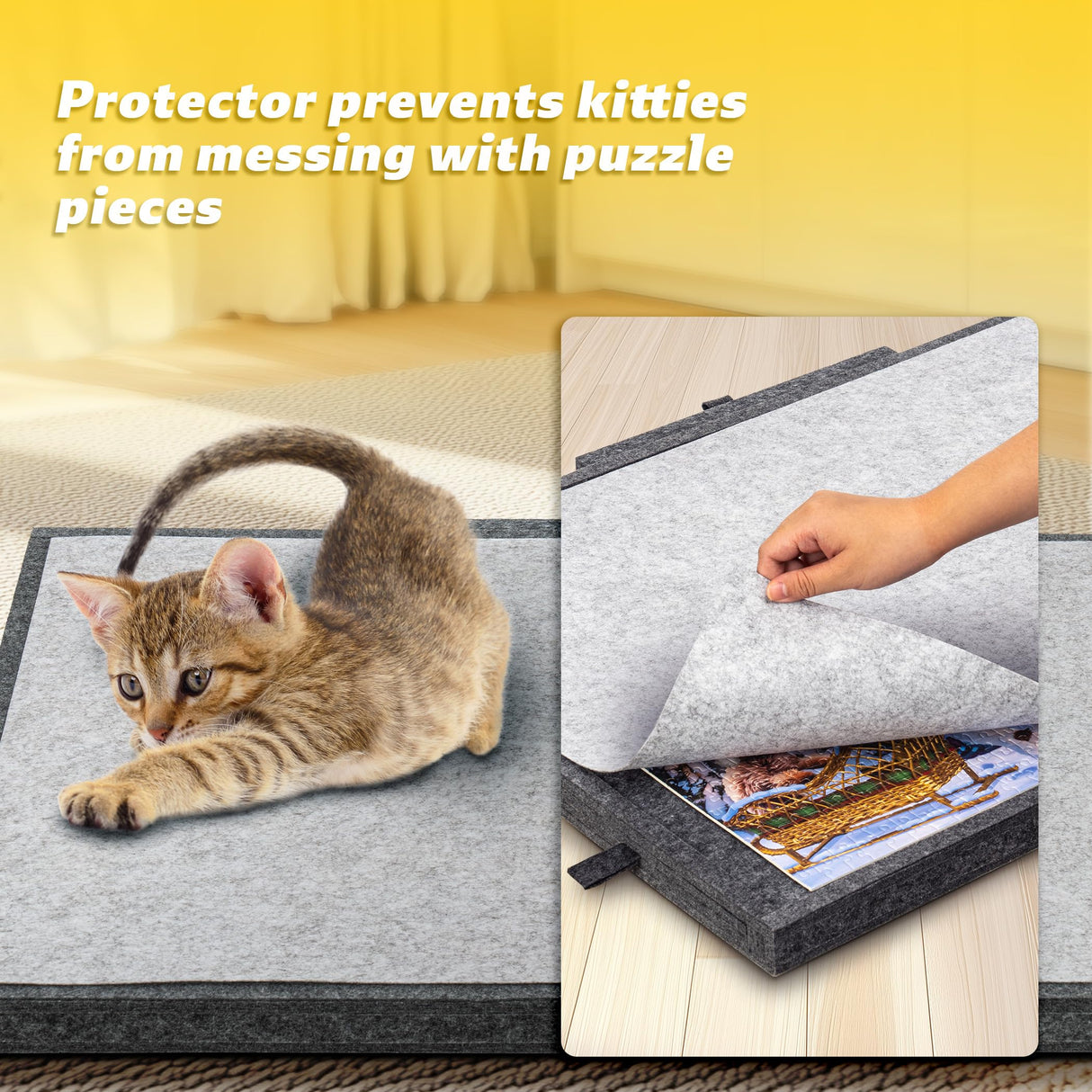 Tektalk Jigsaw Puzzle Table with Integrated Adjustable Stand/Bracket, 3-Tilting-Angle Puzzle Plateau with Cover & 4 Sorting Drawers, Super Lightweight Felt Puzzle Board, for Up to 1000 Pieces - Gray Tektalk