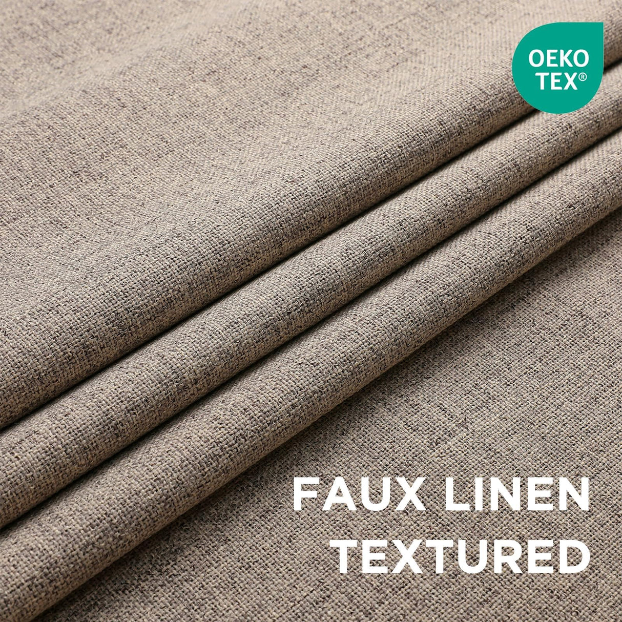 CUCRAF 100% Blackout Window Curtains 84 inches Long 2 Panels Set, Faux Linen Look Thermal Insulated Grommet Drapes, Room Darkening Curtain for Bedroom Living Room(W52 x L84 Inch, Light Khaki) CUCRAF