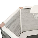 Square House Kids Trampoline, Aesthetic Indoor and Outdoor Toddler Trampoline with Safety Net, Basketball Hoop, 220lb Capacity, Ultra Safe No-Gap Design, Gifts for Boys & Girls (Sand, 5 FT) Square House