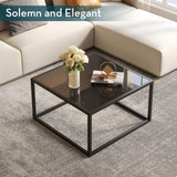 SAYGOER Black Glass Coffee Table Small Modern Coffee Tables 26.7in Square Tempered Glass-Top Accent Center Table for Living Room Home Office with Black Metal Frame Easy Assembly SAYGOER