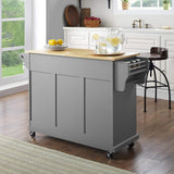 Crosley Furniture Full Size Wood Top Rolling Kitchen Island Storage Cart, Microwave Stand, Spice Rack, Gray Crosley Furniture