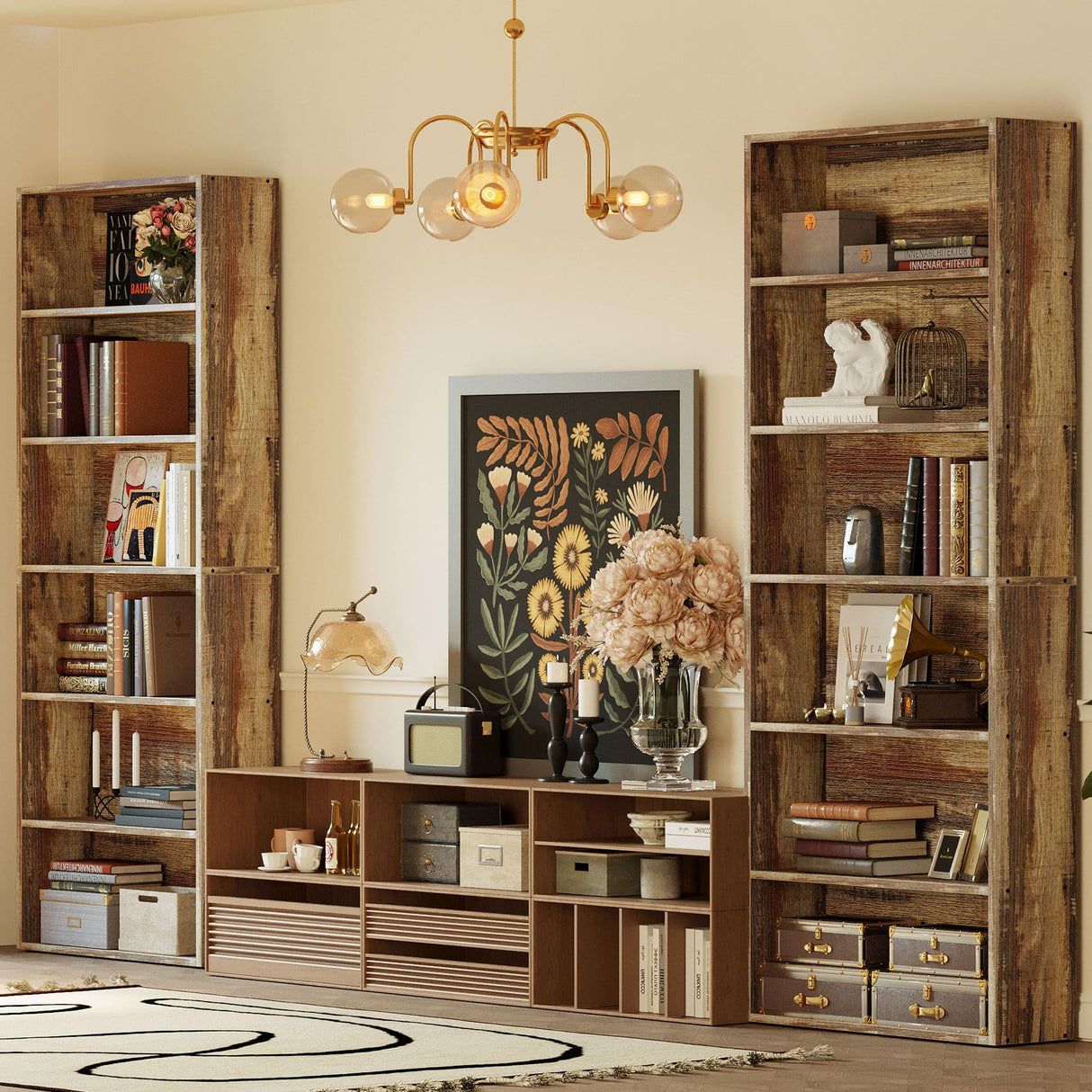 IRONCK Bookshelves and Bookcases Set of 2 Floor Standing 6 Tiers Display Storage Shelves 70 in Tall Bookcase Home Decor Furniture for Home Office, Living Room, Bed Room IRONCK