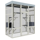 YZU 70.1" Wood Catio Outdoor Cat Enclosure Indoor Cat House with Waterproof Roof Top, 5 Platforms & 2 Resting Box, UV Resistant Gray (62.6 x 32.3 x 70.1 inches) YZU