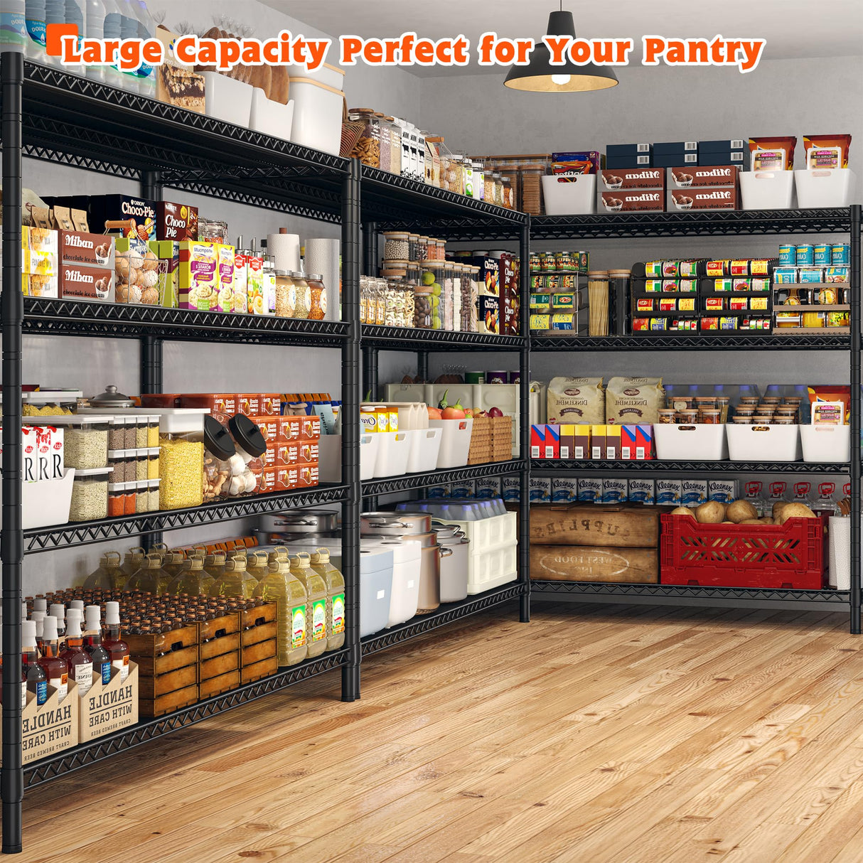 REIBII 60" W Storage Shelves 4 Tier Wire Shelving Unit with Wheels 3000 LBS Heavy Duty Steel Commercial Shelving for Garage,Pantry,Warehouse,Kitchen,School, Business,60”W ×24”D×65.3”H REIBII