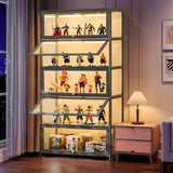 TVMCNA 67" Display Cabinet, Curio Display Cabinet with Door and 4 Adjustable Shelves, Large Capacity Storage Cabinet Collectibles Toy Display Case for Living Room TVMCNA