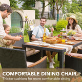 Devoko Dining 7 PCS Furniture, Patio Conversation Set with Acacia Wood Table Top, Rattan Outdoor, Black Devoko