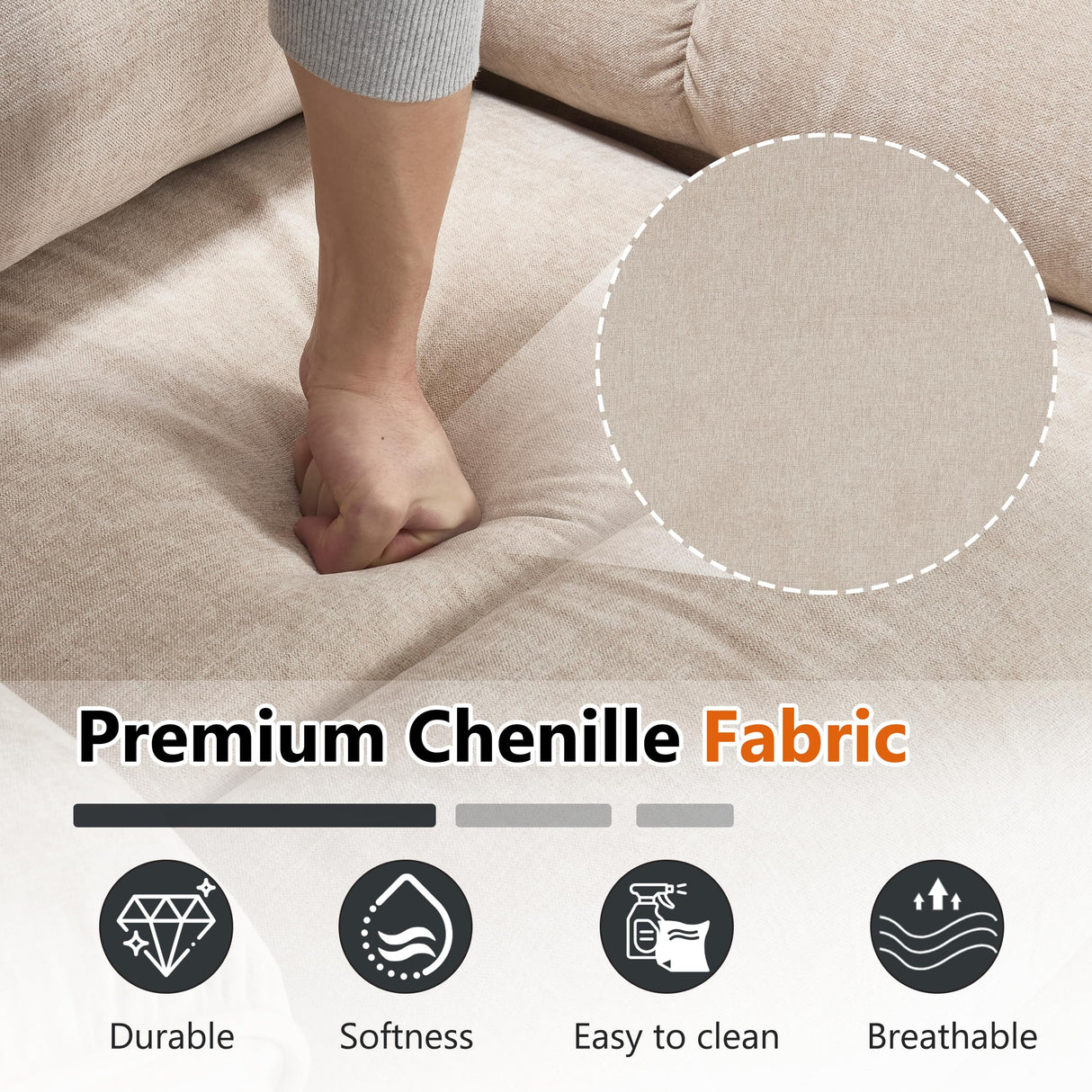 Dual Motor Power Lift Chair for Elderly with Vibration Massage and Lumbar Heating for Living Room, Electric Lay Flat Recliner with Cup Holders Remote Controls, Medium-Firm Chenille Fabric, Beige EZZUP