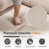 Dual Motor Power Lift Chair for Elderly with Vibration Massage and Lumbar Heating for Living Room, Electric Lay Flat Recliner with Cup Holders Remote Controls, Medium-Firm Chenille Fabric, Beige EZZUP