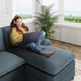 Shintenchi U Shaped Sectional Couch for Living Room,110" 4-Seater Comfy Couch with Double Chaise,Deep Seat Modular Sofa Couches with Thick Cushion & Soft Backrest,Dark Gray Shintenchi