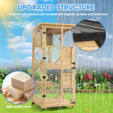 Dephet Catio Outdoor Cat Enclosure with Scratcher - 4-Tier Large Indoor Wooden Window Catio Cats House W/Asphalt Waterproof Roof, Wheels, Resting Box, Platforms, Kitten Toys Ball Dephet