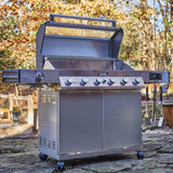 Monument Grills 6-Burner Convertible Natural Gas Smart bbq Grill Stainless Steel Denali 605 with BBQ Cover Monument Grills