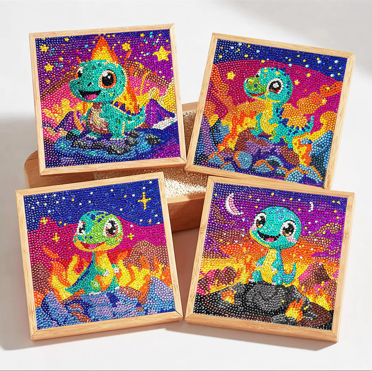 O&BTRC01 Diamond Painting -Dragon Diamond Art Kits Dinosaurs Gem Diamond Art Painting for Beginners 4 Pack O&BTRC01