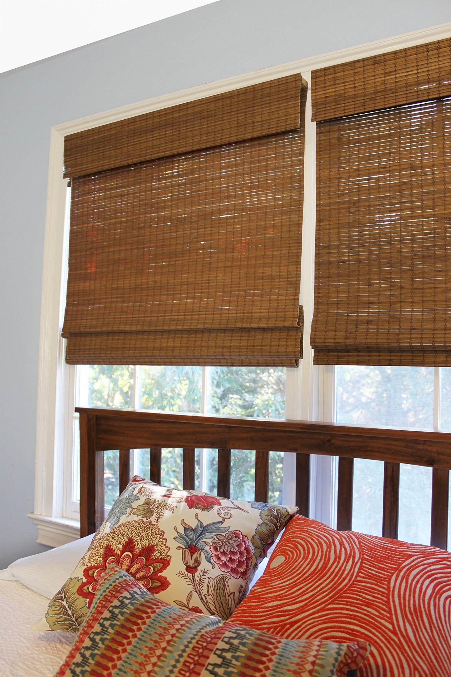 Radiance Cordless Bamboo Roman Shade - Custom Cut Maple Cape Cod, 34"W x 64"L - WoodArtSupply