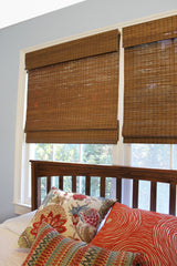 Radiance Custom Cut-to-Width Cordless Maple Cape Cod Flatweave Bamboo Roman Shade with Valance, 26 in. W x 64 in. L Radiance